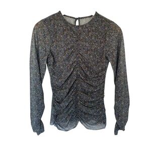 NWOT Ted Baker Savannn Ruched Front Floral Semi Sheer Jersey Top Size 1